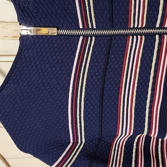 Ted Baker Tayini Stripe Ottoman Dress Navy Blue Fit & Flare Knit - Picture 6 of 9